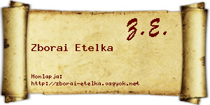 Zborai Etelka névjegykártya